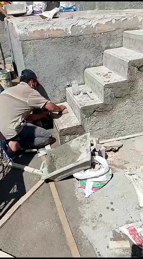Maçonnerie des escaliers de terrasse
